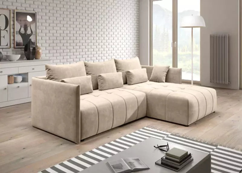 Colțar extensibil cu ladă de depozitare Malta Beige