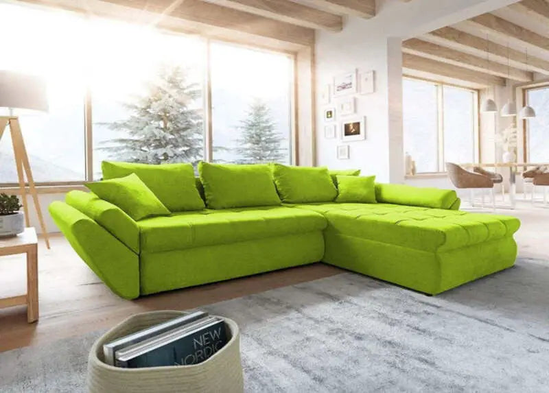 Colțar extensibil cu ladă de depozitare Loana Lime II