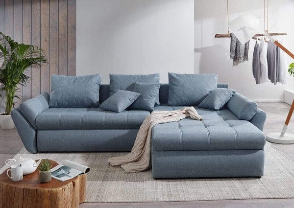 Colțar extensibil cu ladă de depozitare Loana Blue II