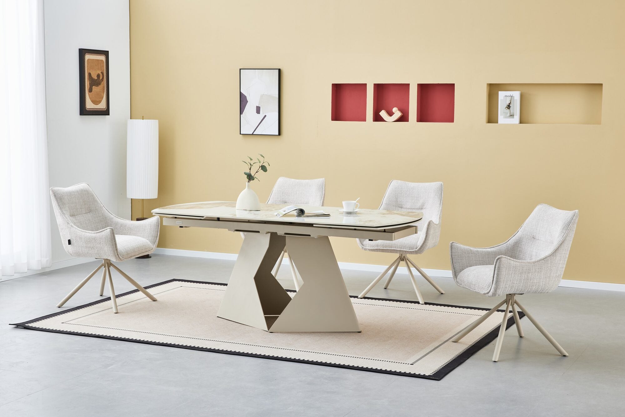 Scaun tapitat cu stofa si picioare metalice Loft 61x64 cm