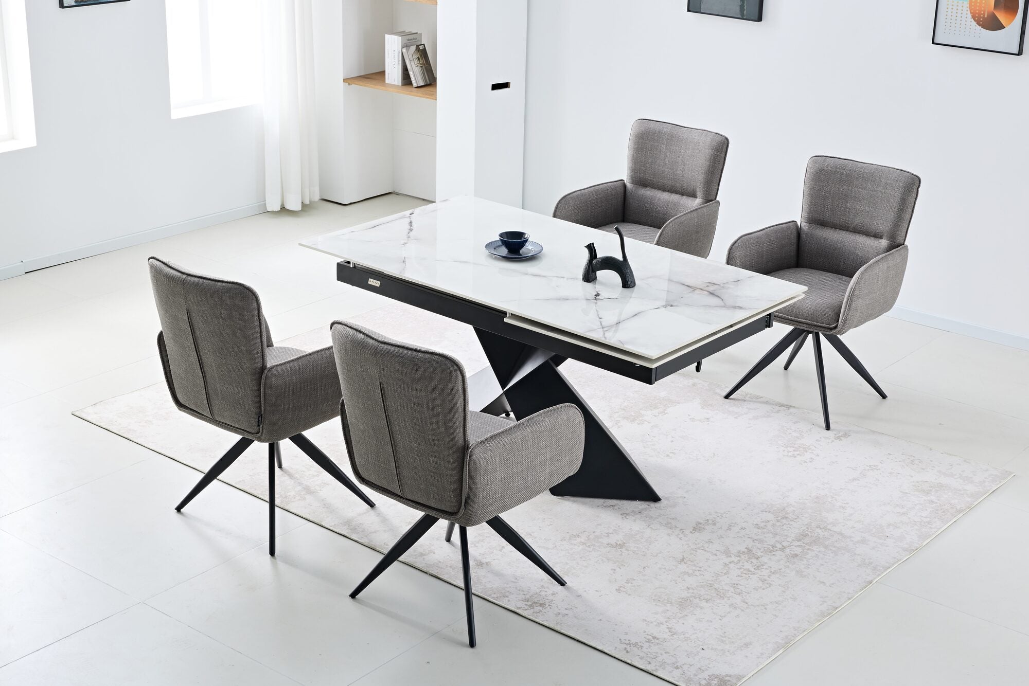 Scaun tapitat cu stofa si picioare metalice Flow 59x64 cm