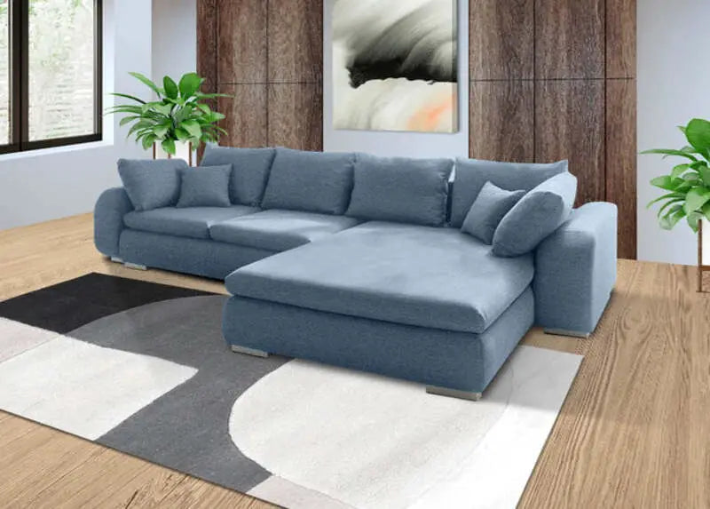 Colțar extensibil cu ladă de depozitare Maxine Denim