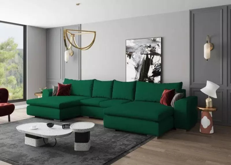Colțar extensibil cu ladă de depozitare Maxine U Green