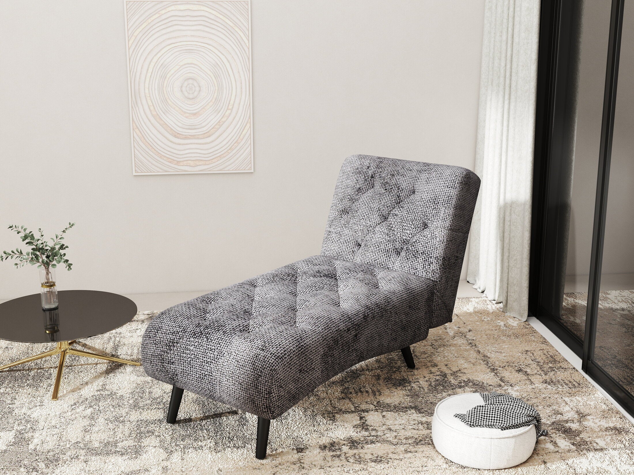 Fotoliu dumonde tapitat Gri modern Armoné 65x146cm