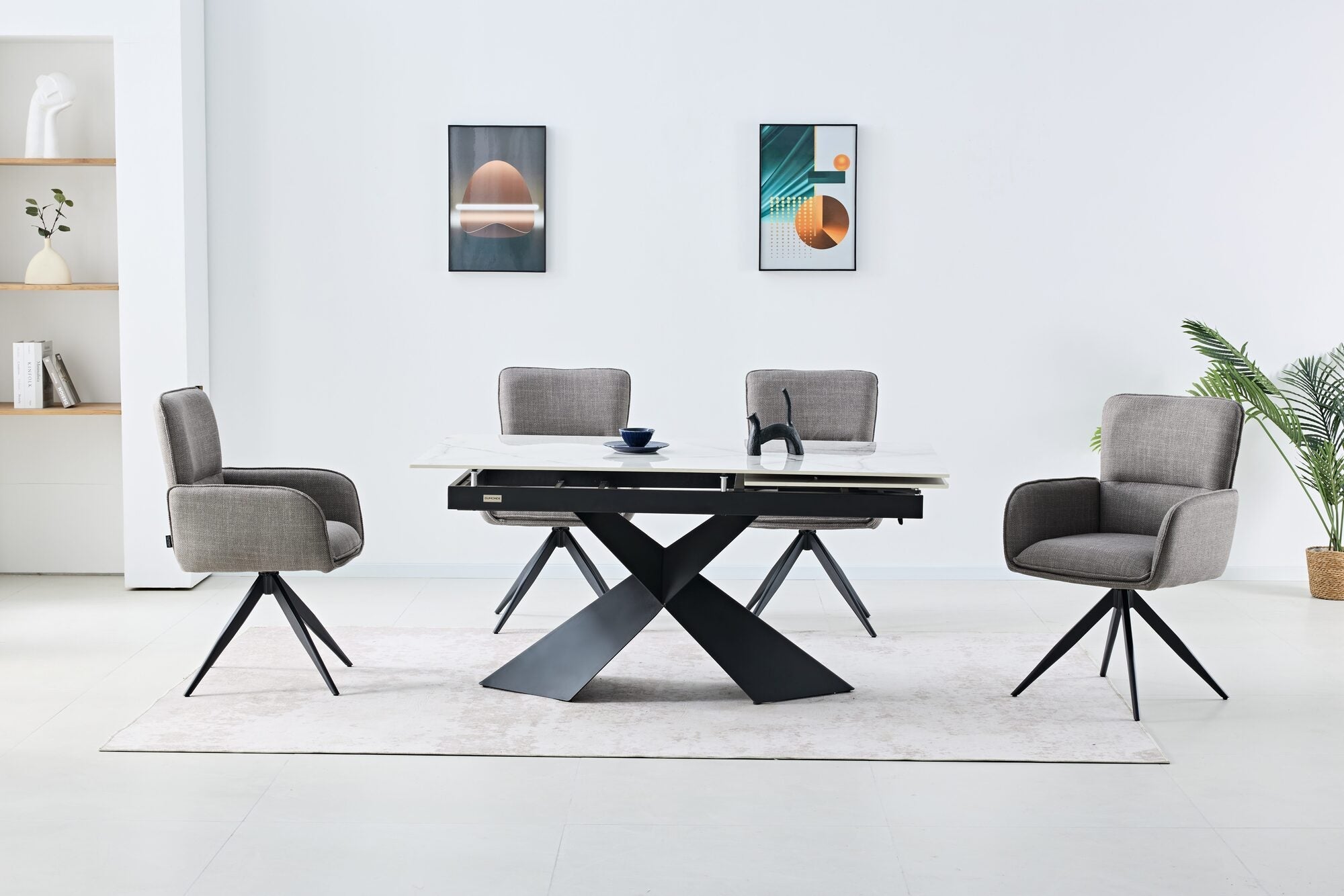 Scaun tapitat cu stofa si picioare metalice Flow 59x64 cm