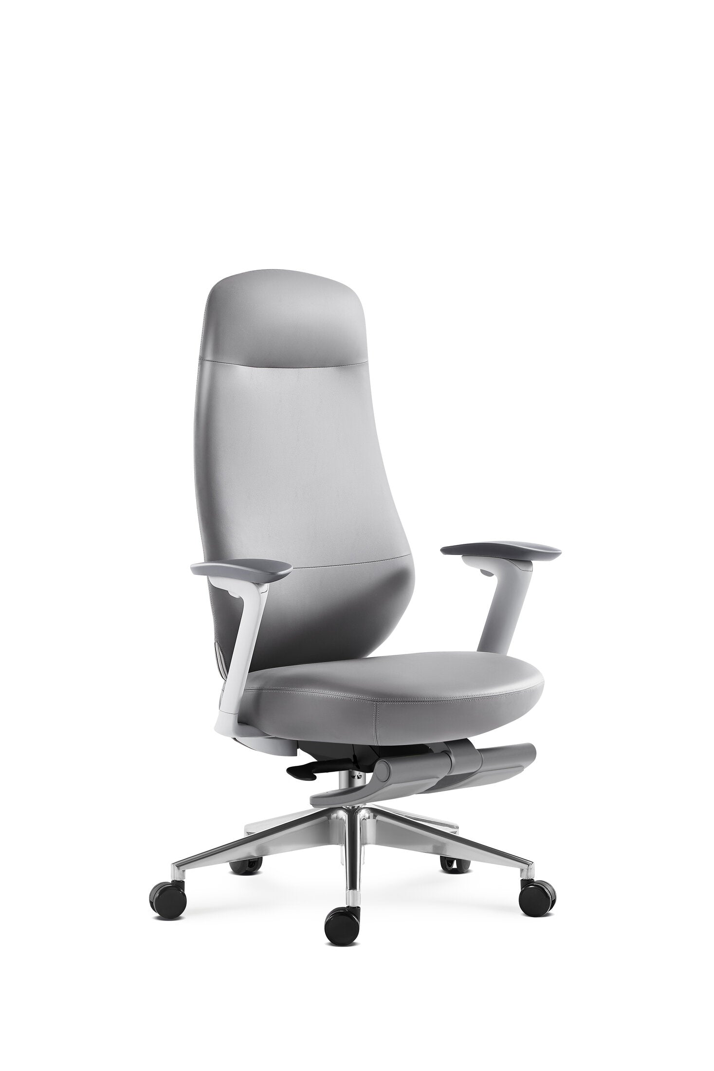 Scaun ergonomic profesional modern Prime dumonde, cotiere reglabile 4D ultra moi, baza din aluminiu, mecanism multifunctional inclinare/blocare, gri